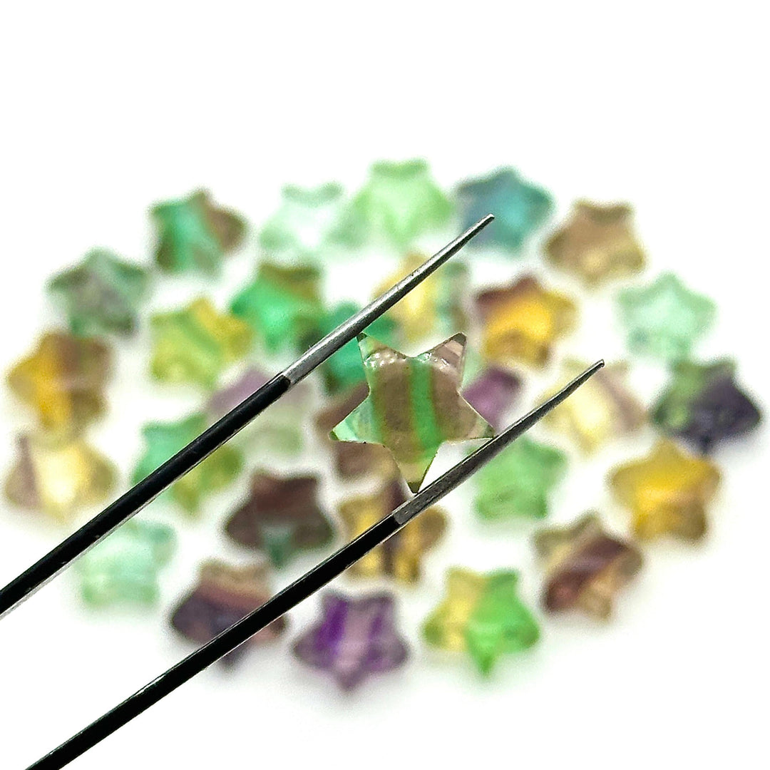 High Quality Multi Fluorite Star Shape Briolette's, Fluorite Smooth Hand Carved Star Shape Beads, Star Shape Loose Charm Jewelry Beads 10 MM