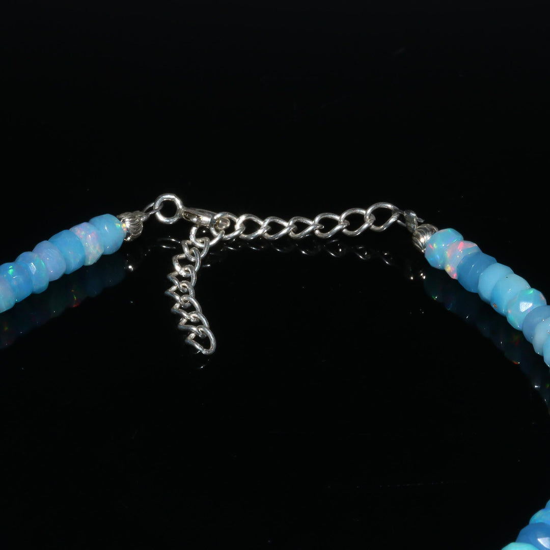 Blue Lavender Ethiopian Opal Bracelet: Faceted Rondelle Welo Opal Beads (4-4.5 MM)