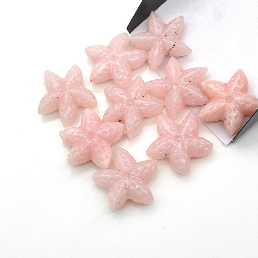 AAA Pink Opal Star Fish Shape Beads, Carved Pink Opal Star Fish Shape Gemstones, Star Fish Carvings, Rare Findings, 20 MM, Marine Sea Fishes