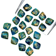 Neon Blue Copper Turquoise Leaf Beads, Faceted Briolette (10x12 mm)