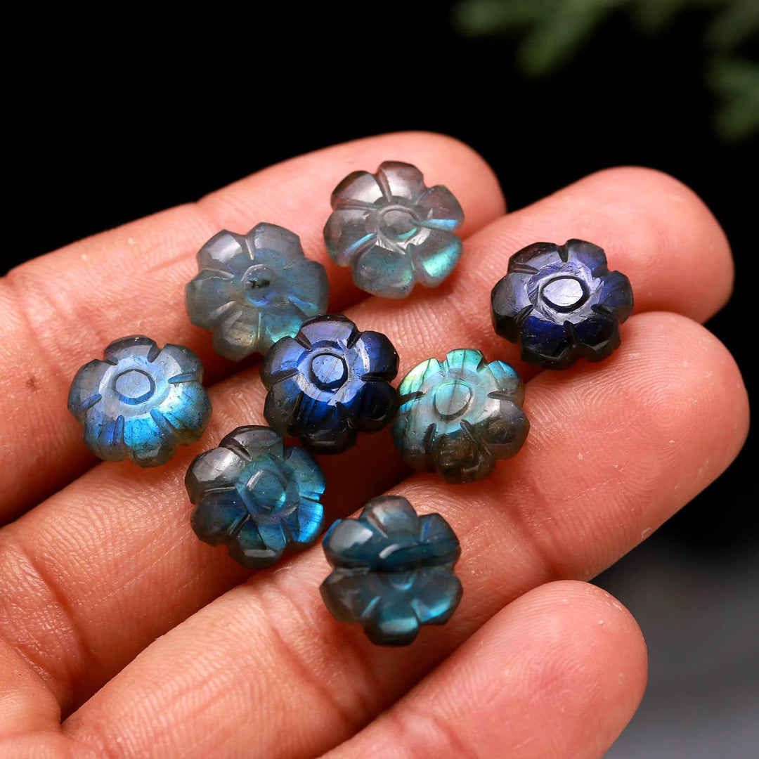 Flashy Natural Labradorite Flower Shape Beads, AAA+ Labradorite Flower Shape Charms for Jewelry, 12 MM Loose Gemstones