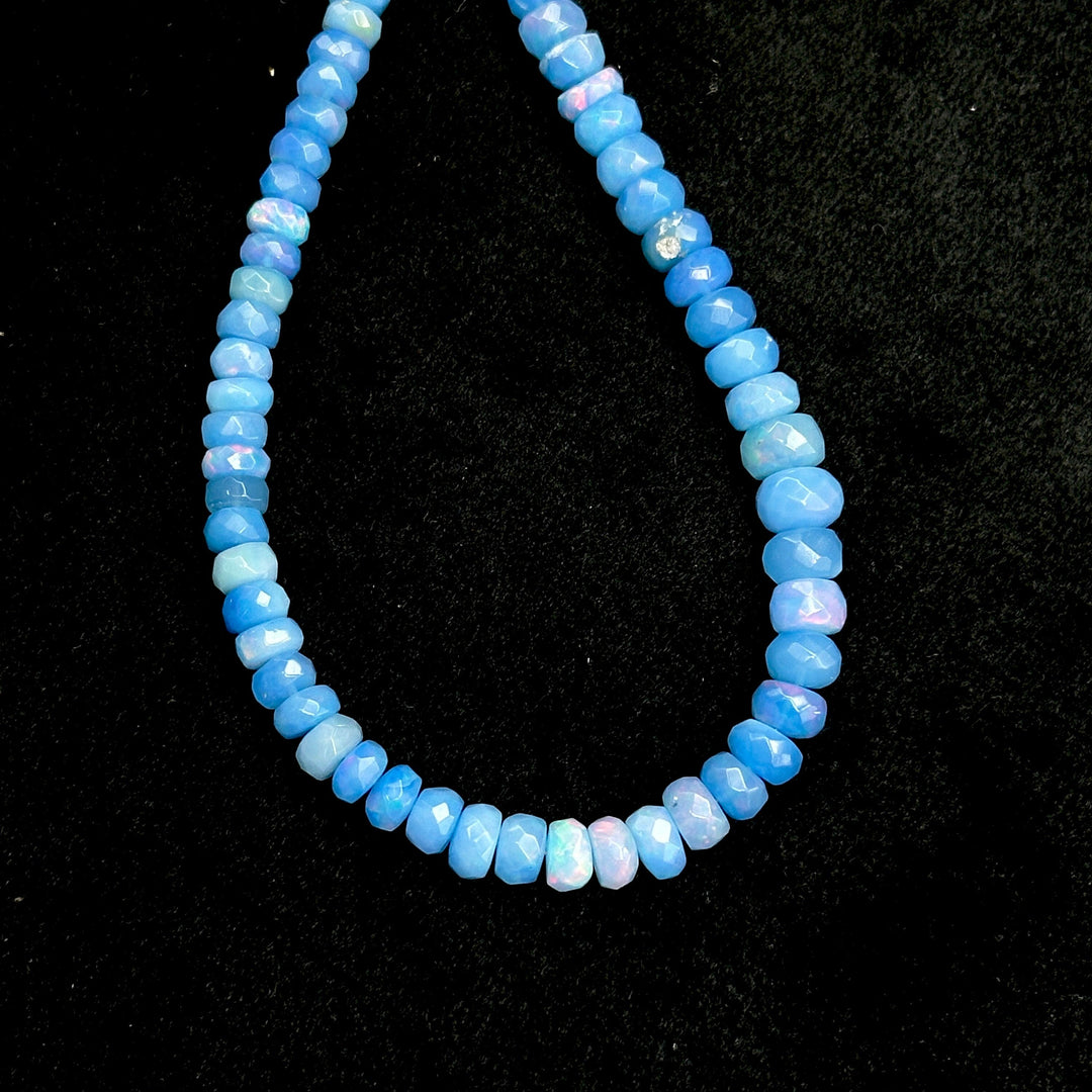 Beautiful Lavendar Opal Fire Beads Necklace, Flashy Faceted Rondelle Beads Necklace, 4-6 MM Healing Gemstone Necklace, Bridesmaid Gifts