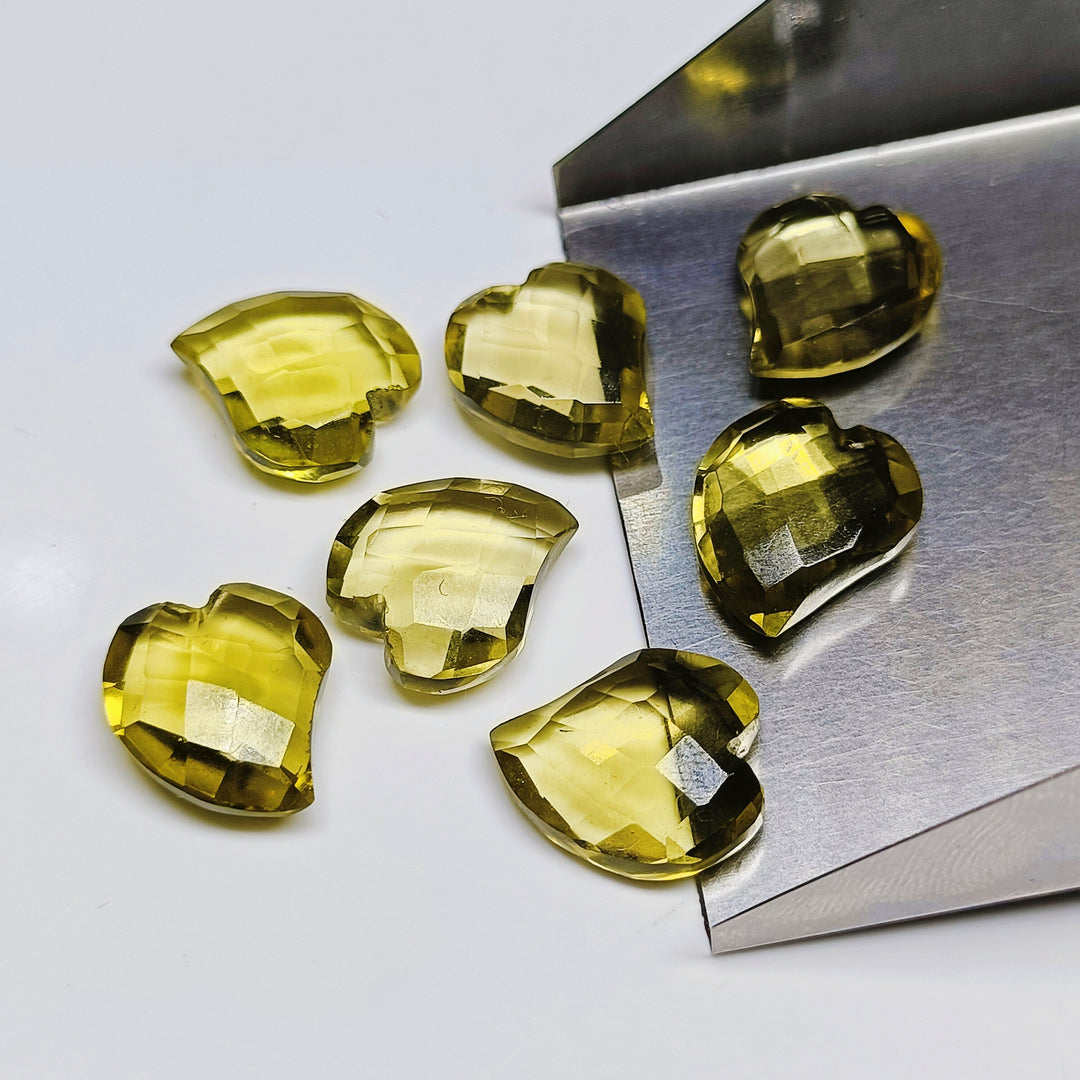 2,3,4,5,6 pcs 100% Natural Lemon Quartz Heart Shape Gemstone, Natural Heart Shape Gemstone, Gemstone For Jewellery, 15X13 mm (Approx)
