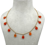 Load image into Gallery viewer, Natural Carnelian Pear Shape Beads Necklace, Tourmaline Drop Chain Necklace, Pear Gemstone Necklace, Faceted Pear Chain Necklace For Women's