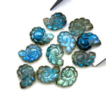 Load image into Gallery viewer, AAA Flashy Labradorite Carved Shell Beads, Hand Carved Snail Shell Shape Gemstone, Seashell Charm, 16 MM Seashell Beads For Jewelry Making