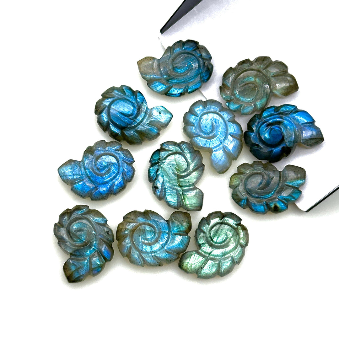AAA Flashy Labradorite Carved Shell Beads, Hand Carved Snail Shell Shape Gemstone, Seashell Charm, 16 MM Seashell Beads For Jewelry Making