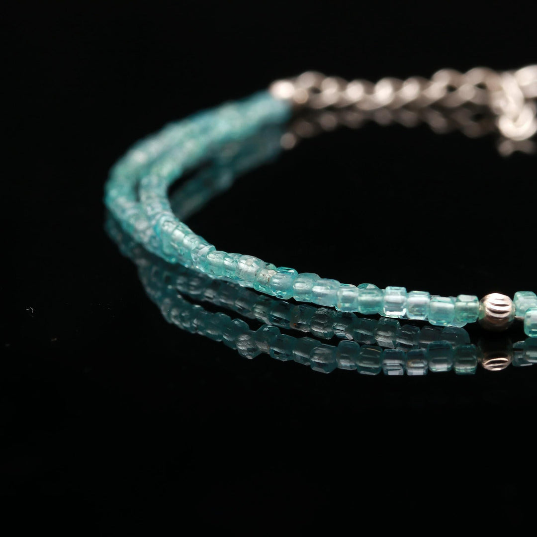 Pretty Sky Apatite Box Beads Bracelet, Handmade Faceted 2 MM Beads Bracelet, Bridesmaid Gift, Everyday Jewelry, Bracelet Gift for Her