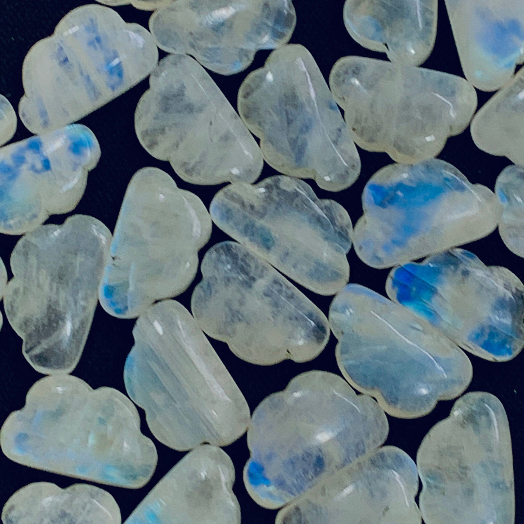 2,3,5,10 Natural Rainbow Moonstone Cloud Shape Smooth Carved Gemstone Jewellery Making, Loose Gemstone, Smooth Hand Carved Gemstone,