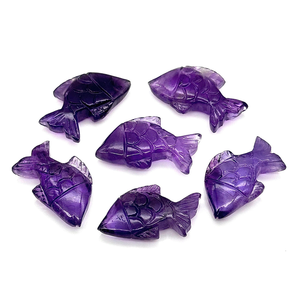 Carved Amethyst Fish Shape Stone, Natural Amethyst Fish Shape Gemstone, Healing Chakra Stone, Purple Amethyst, 25 MM, Loose Fish Charms