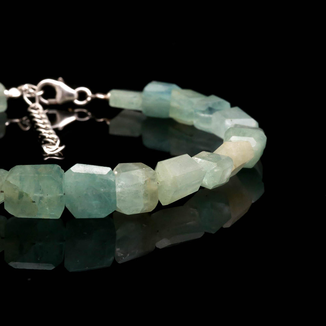 Natural Aquamarine Faceted Tumble Beads Bracelet, Aquamarine Nuggets Shape Beads Bracelet, Jewelry Gifts, Fancy Jewelry for Girls, 8 MM