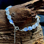 Load image into Gallery viewer, AAA+ Rainbow Moonstone Beads Bracelet, Smooth Oval Shape Handmade Bracelet, Blue Fire Gemstone Jewelry, Silver Bracelet Best Gift For Her