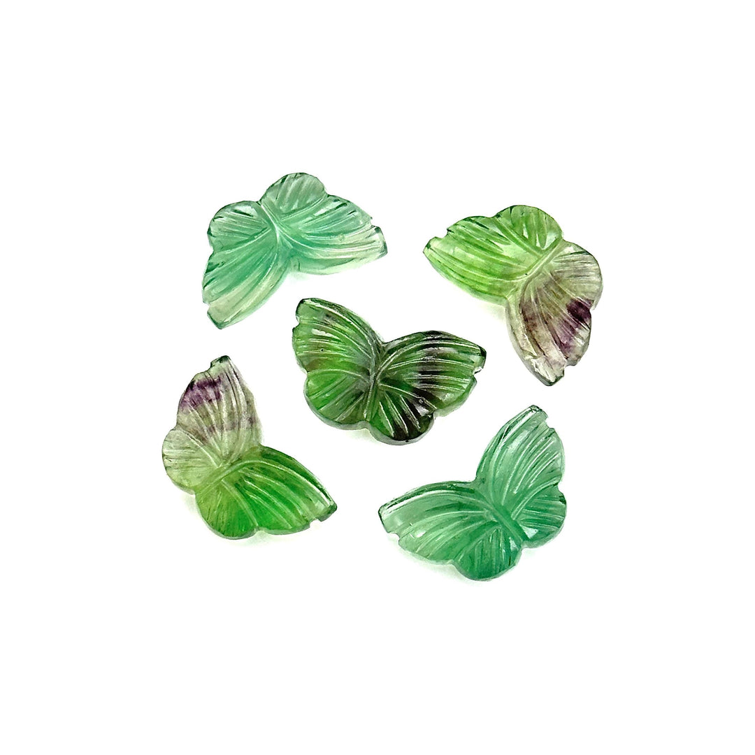 Green Fluorite Butterfly Carving: Gemstone Jewelry Charm (18MM