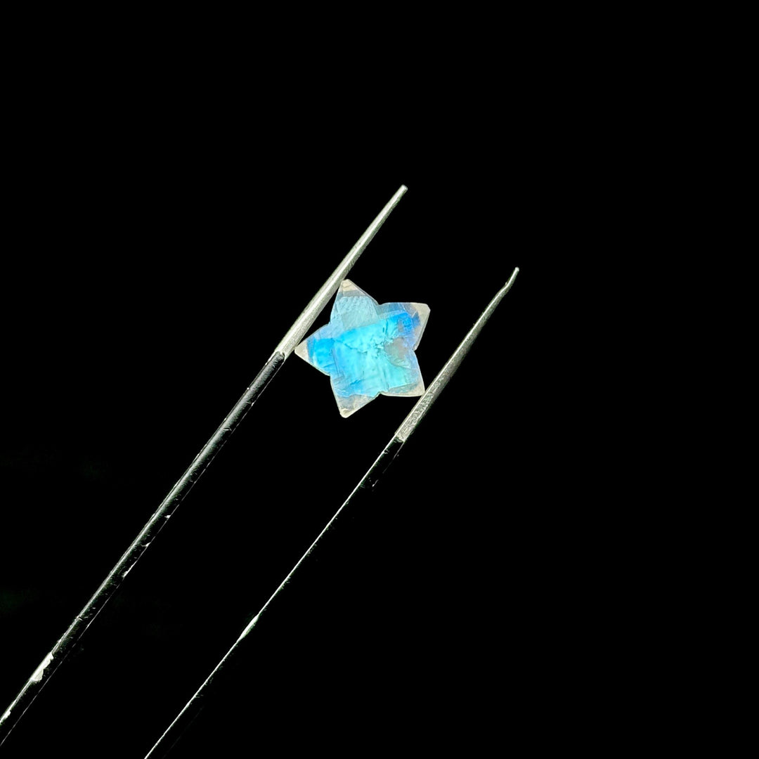 Rainbow Moonstone Star Beads: Faceted Briolette Charms, 12mm