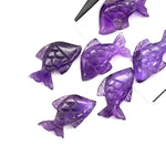Load image into Gallery viewer, Carved Amethyst Fish Shape Stone, Natural Amethyst Fish Shape Gemstone, Healing Chakra Stone, Purple Amethyst, 25 MM, Loose Fish Charms