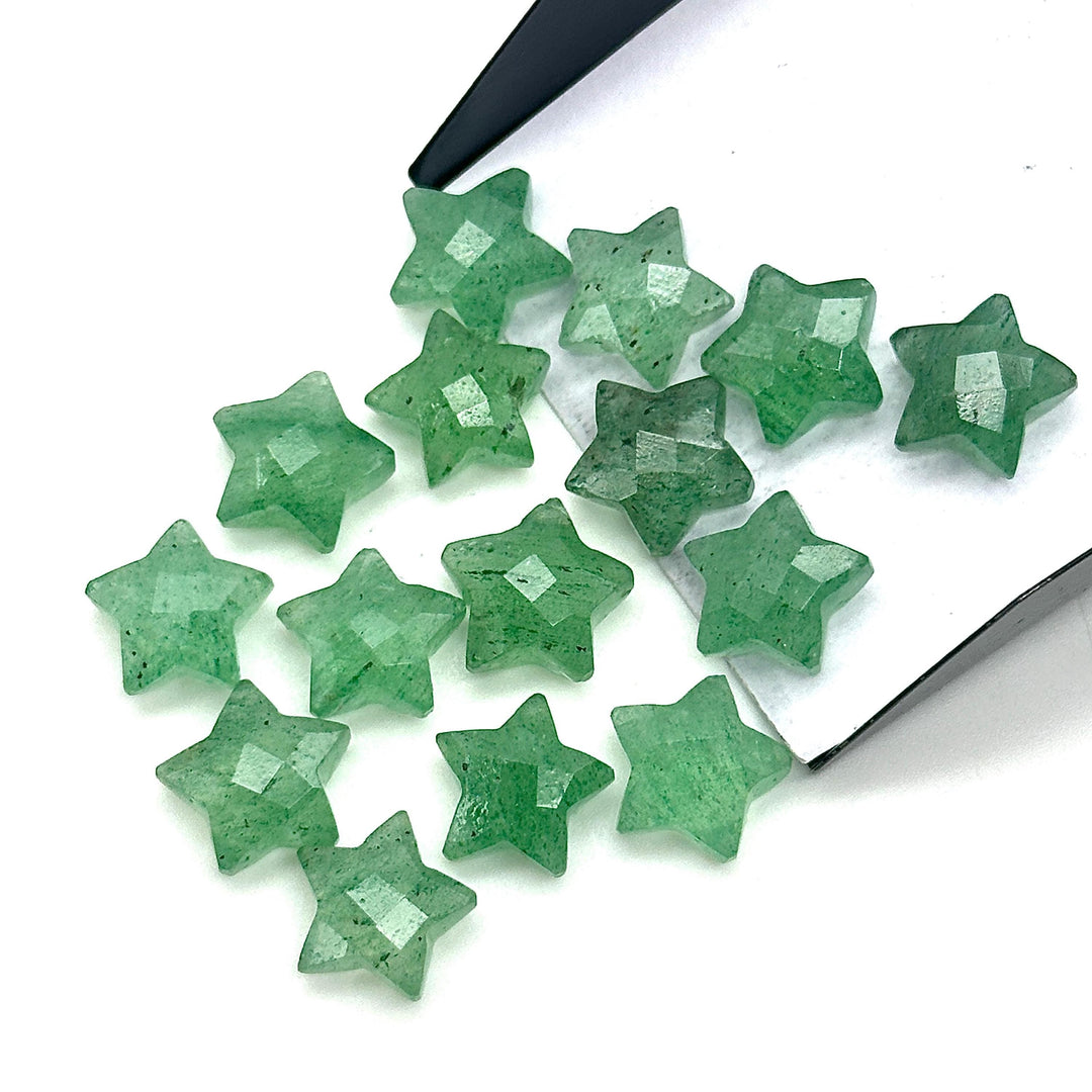 Green Strawberry Quartz Star Shape Briolettes, AAA Strawberry Faceted Star Charms, Wholesale Loose Beads for Jewelry, 12 MM, Hand Carved