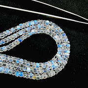 Supreme Quality RAINBOW MOONSTONE Faceted Rondelle Beads, Natural Rainbow Moonstone Beads, Flashy Rainbow Beads, 10'' Jewelry Making Beads