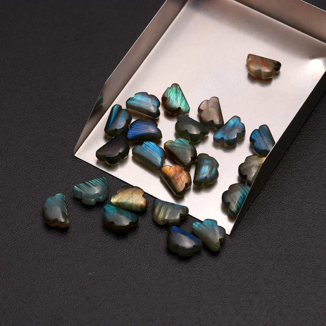 Flashy Labradorite Clouds Shape Gemstone Beads, Labradorite Smooth Cloud Briolette's, Rainy Black Rainbow Cloud for Jewelry Making, 12 MM