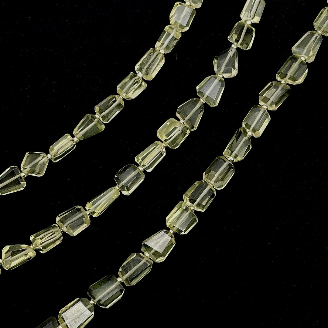 Natural Lemon Quartz Faceted Tumble Shape Gemstone Beads, Lemon Quartz Nuggets Shape Beads, 8" Fancy Wholesale Jewelry Beads, 6X8-7X9 MM