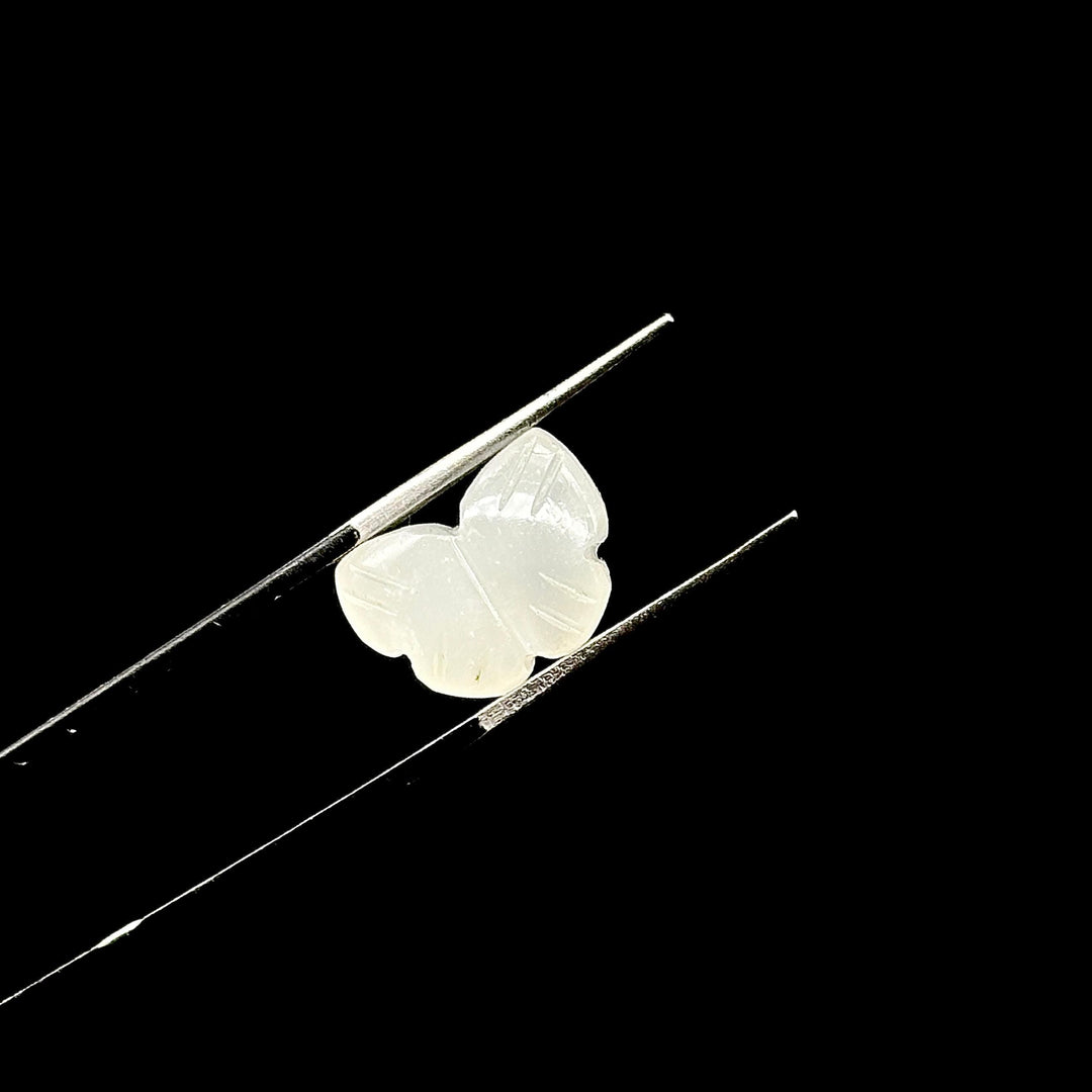 Natural White Moonstone Butterfly Shape Beads, White Moonstone Carved Briolettes, 13 MM, Loose Butterfly Charms, Moonstone Gemstone Beads