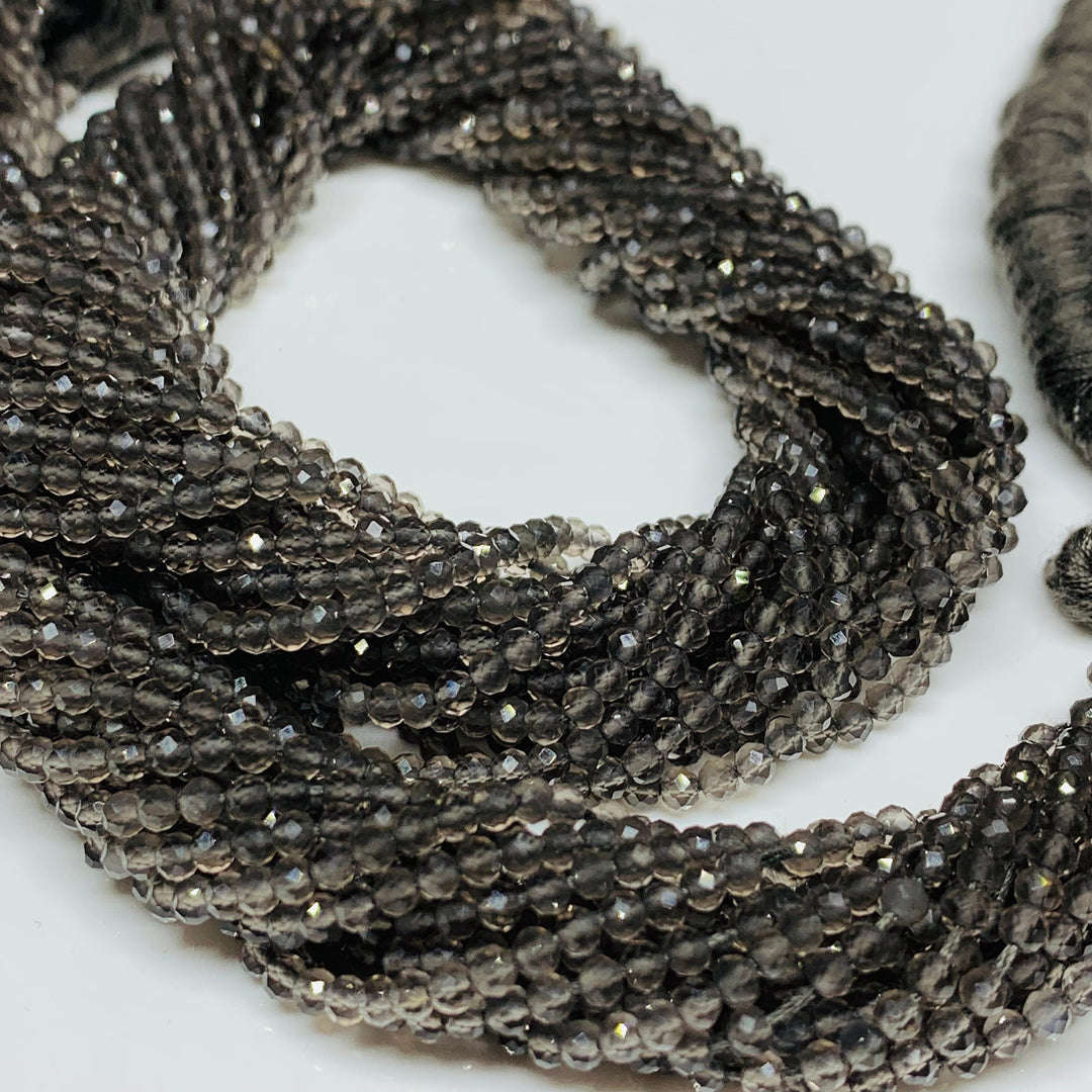 AAA Quality Natural Smokey Quartz  faceted  Rondelle Shape 13.5 Inch Beads Strand, Labradorite Smooth Plain Beads, Gems For Jewellery