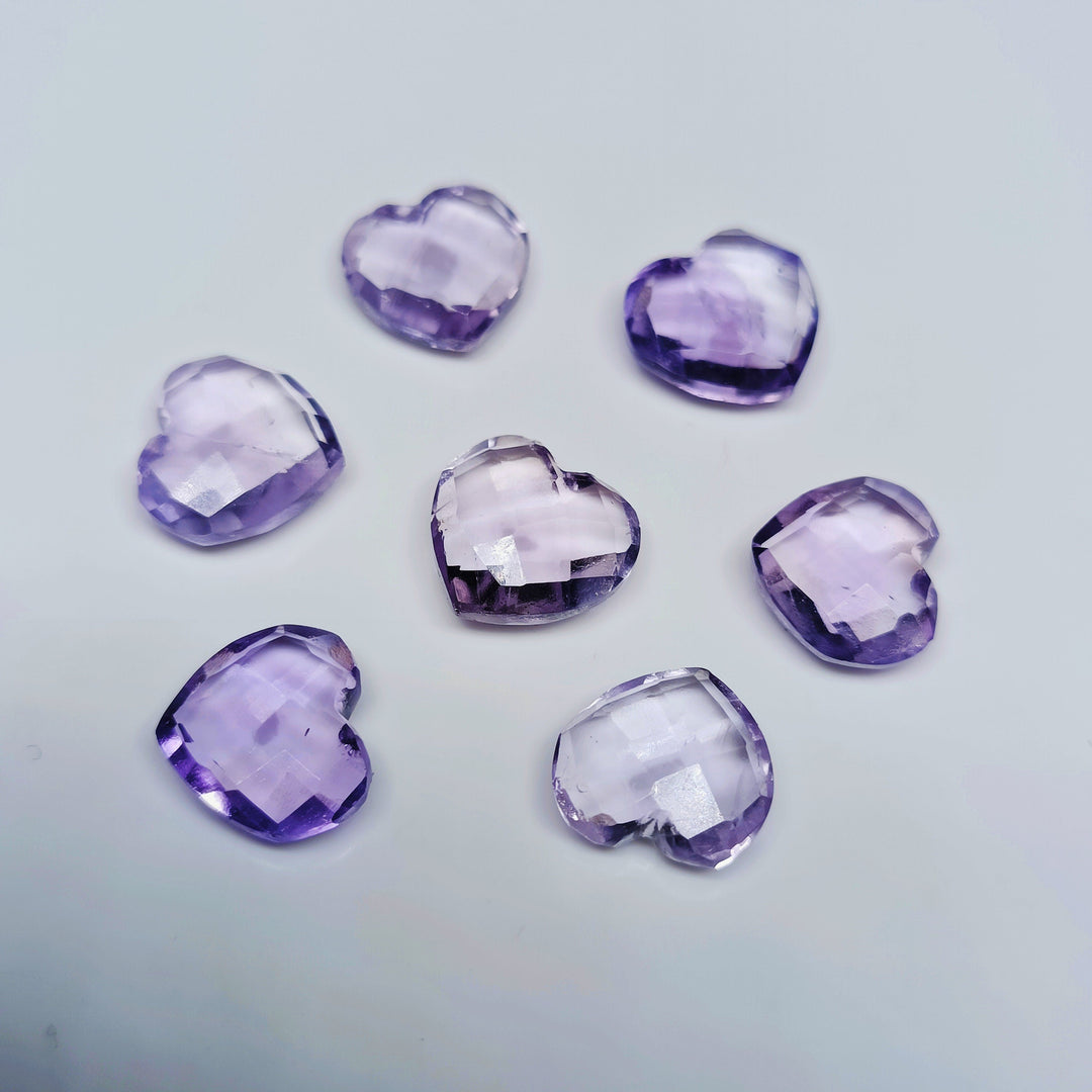 5,6,7,8,9,10 Pcs 100% Natural Pink Amethyst Heart Shape Faceted Briolettes, hand carved Faceted Gemstone, loose Gemstone For Jewellery 8 mm