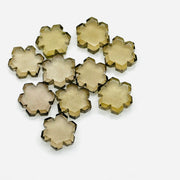 Natural Smokey Quartz Flower Shape Carving Beads, 11 MM Hand Carved Flower Shape Gemstone, Hexagon Shape Charms For Jewelry & Craft Making