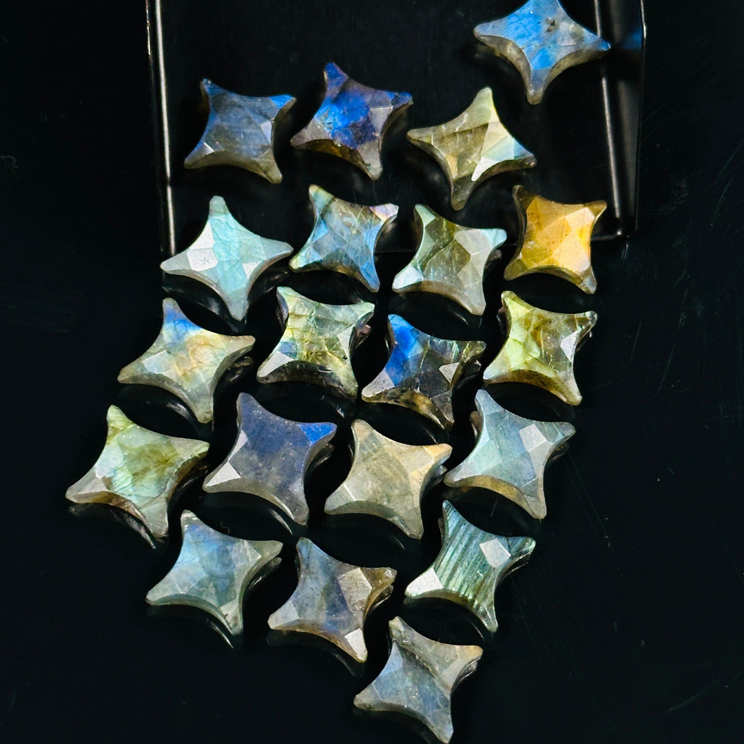 Flashy Labradorite Ninja Star Shape Carving Beads, Fancy Star Shape Gemstone Beads, 11X15 MM Jewelry Making Star Shape Briolettes Beads
