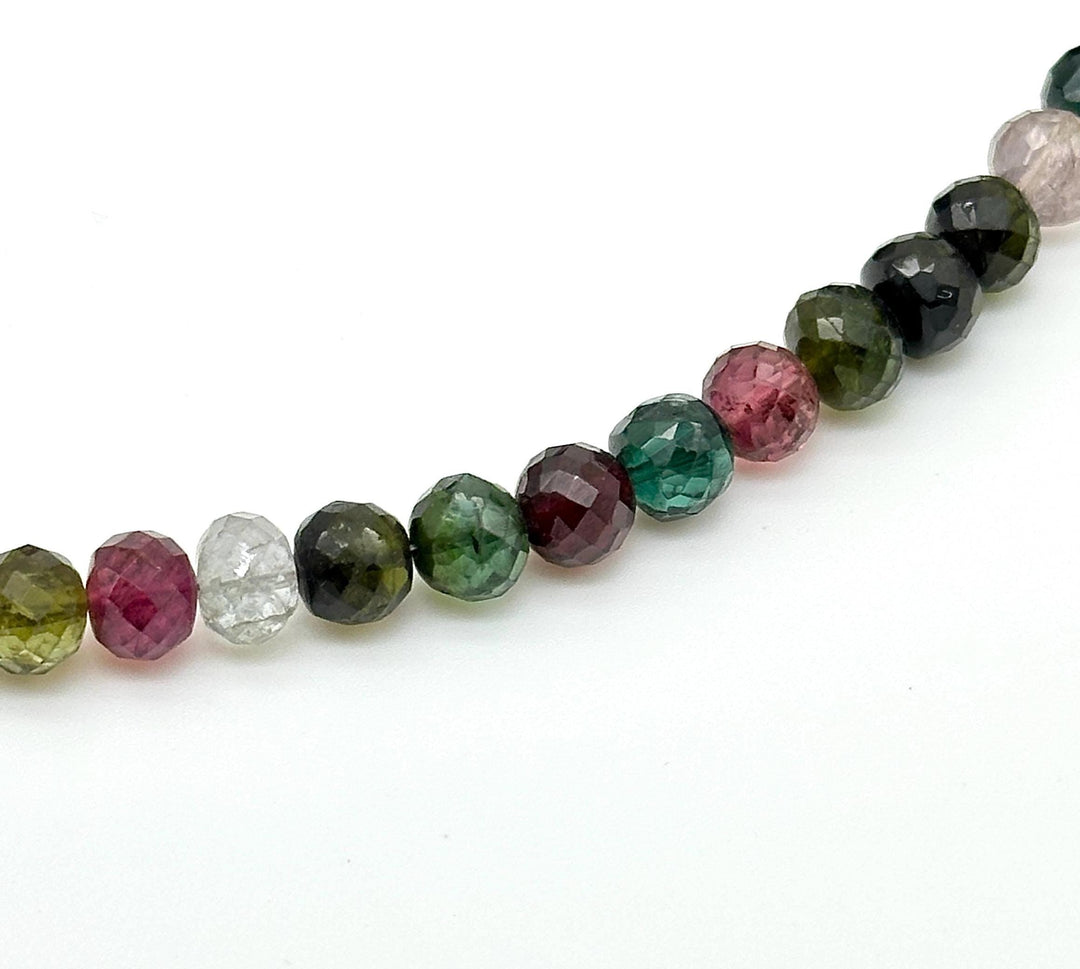 Dark Tourmaline Faceted Round Beads, Natural Multi Tourmaline Faceted Beads, 6 - 6.5 MM Mix Tourmaline Beads For Jewelry, 4 Inch Strand