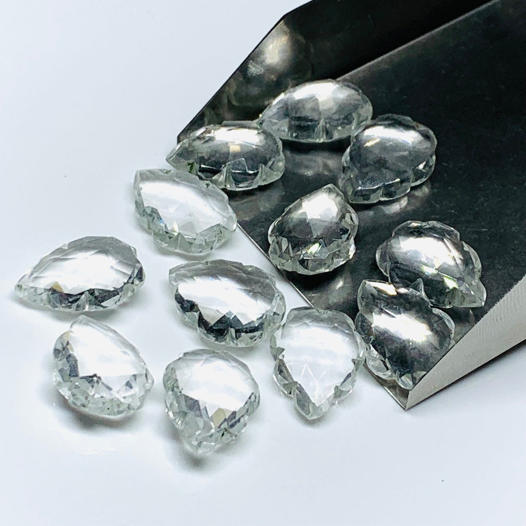 2,3,4,5 pcs Crystal Quartz Leaves Shape Gemstone, Natural Crystal Quartz Pear Shape Carved Briolette Beads, Wholesale Jewelry Beads 16X10 mm