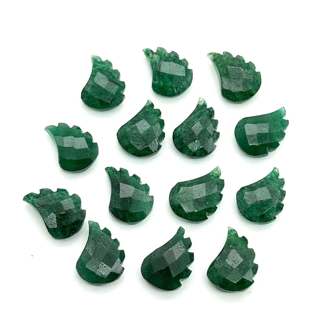 AAA Green Aventurine Leaf Shape Beads, Hand Carved Aventurine Leaf Shape Briolette's, Faceted Fancy Carvings for Jewelry Making, 11X15 MM
