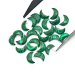 Load image into Gallery viewer, Carved Malachite Moon Beads: Faceted Green Gemstone Charms (12mm)