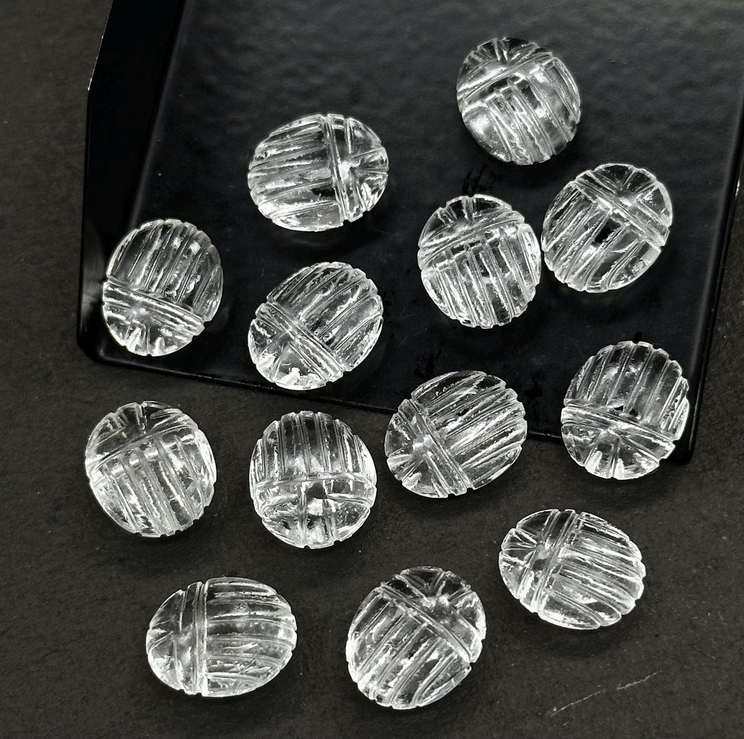Crytal Quartz Scarab Shape Gemstone Beads, Crystal Quartz Beetle Face Carving Beads, Animal Carvings, Gemstone Charm Beads, 10X12 MM