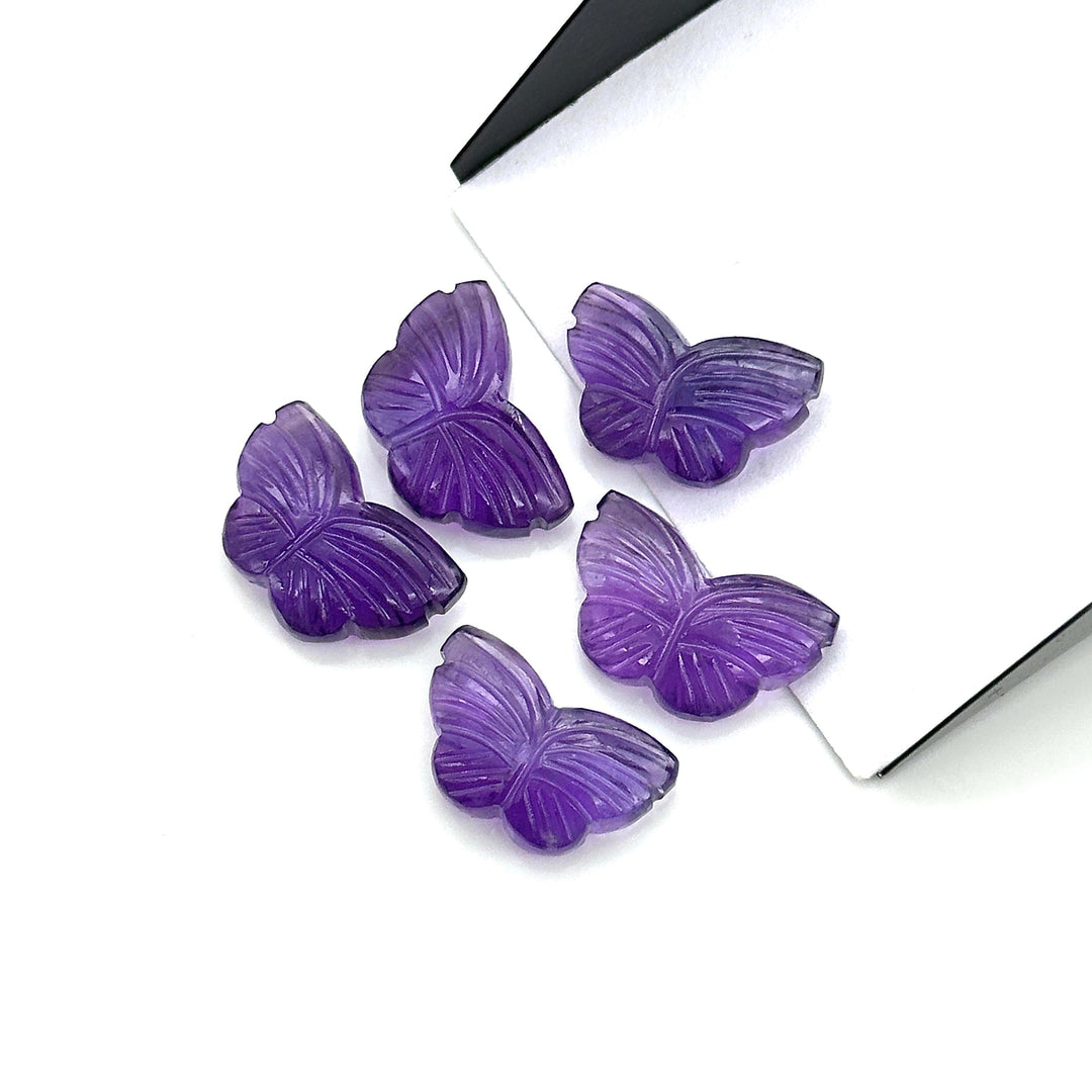 Carved Amethyst Butterfly Beads: Natural Gemstone Charms (11x18mm)
