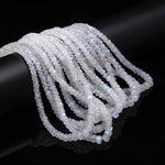 Load image into Gallery viewer, Rainbow Moonstone Faceted Rondelle Beads, Flashy White Gemstone, 4" Strand