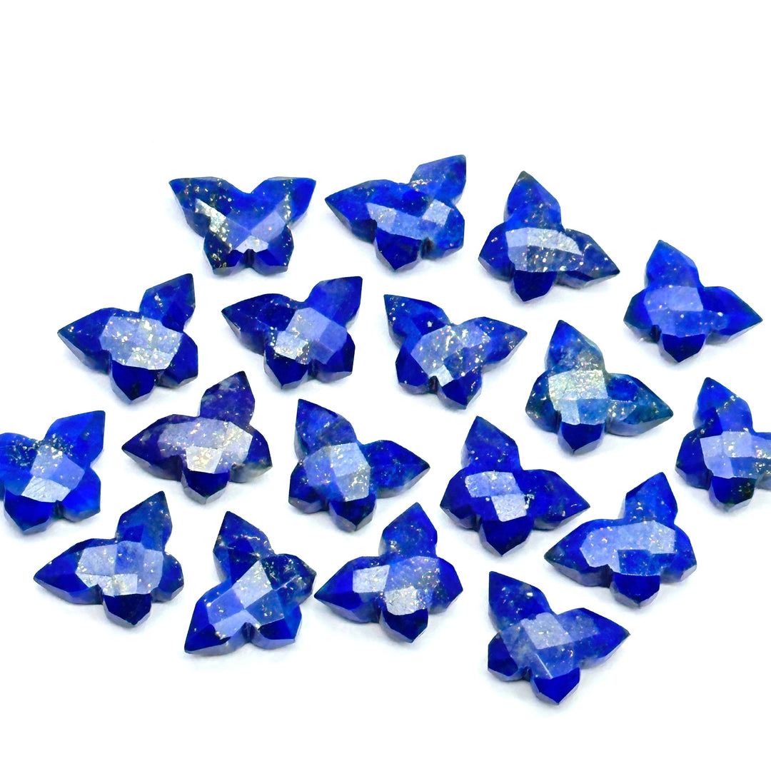 Lapis Lazuli Butterfly Beads: Handmade Faceted Gemstone Charms (14x10 MM)