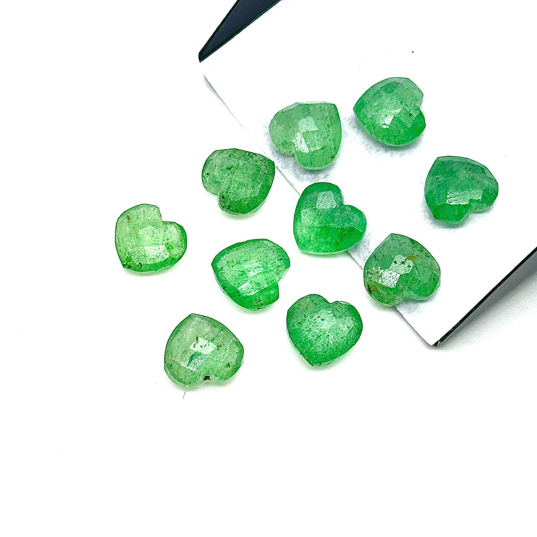 Natural Green Strawberry Heart Shape Beads, Faceted Strawberry Quartz Heart Shape Briolettes, AAA Hand Carved Heart Charm, 10 MM Craft Beads