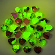 Neon Green UV Light Beads, Mohave Copper Turquoise Heart Carving Beads, 8 MM Disco Heart Beads, Mohave Green & Purple Turquoise Beads