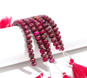 Dainty Hot Pink Copper Turquoise Beads, Copper Tuquoise Smooth Rondelle Beads, 8-10 mm, 4 Inch Line, Wholesale Beads, Jewelry Making Beads
