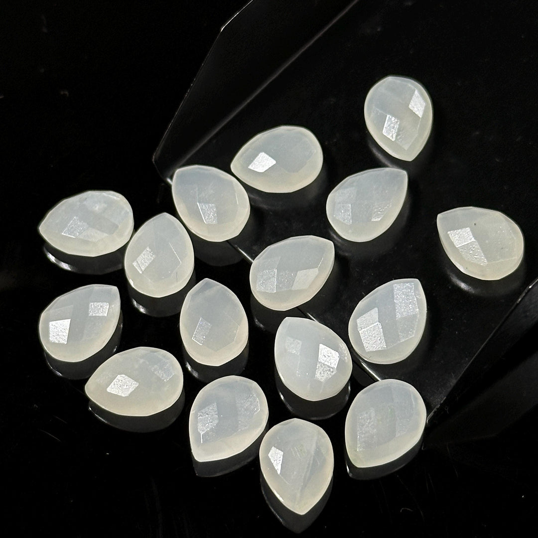 Natural White Moonstone Faceted Pear Shape Beads, 9X12 MM AAA+ Quality Moonstone Briolette's Beads, Matched Pairs, Jewelry Making Beads