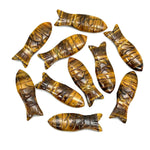 Load image into Gallery viewer, Natural Tiger Eye Carved Fish Shape Gemstone, Healing Fish Charms for Jewelry Making, Reiki Crystals Gifts, 30X10 MM