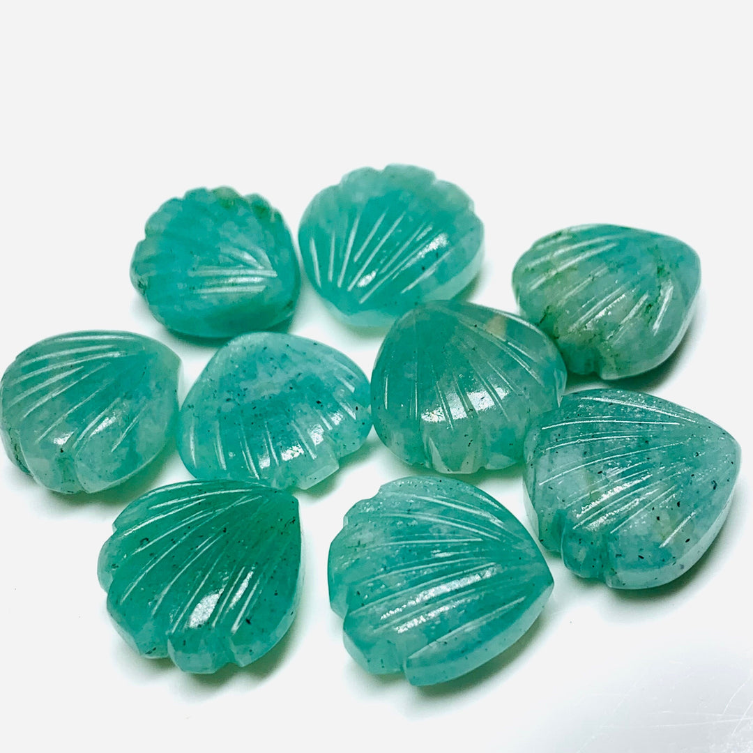 AAA+ Quality Amazonite Shell Shape Beads, 12 MM Carved Shell Shape Gemstone, Sea Shell Charms For Jewelry Making, For DIY Craft