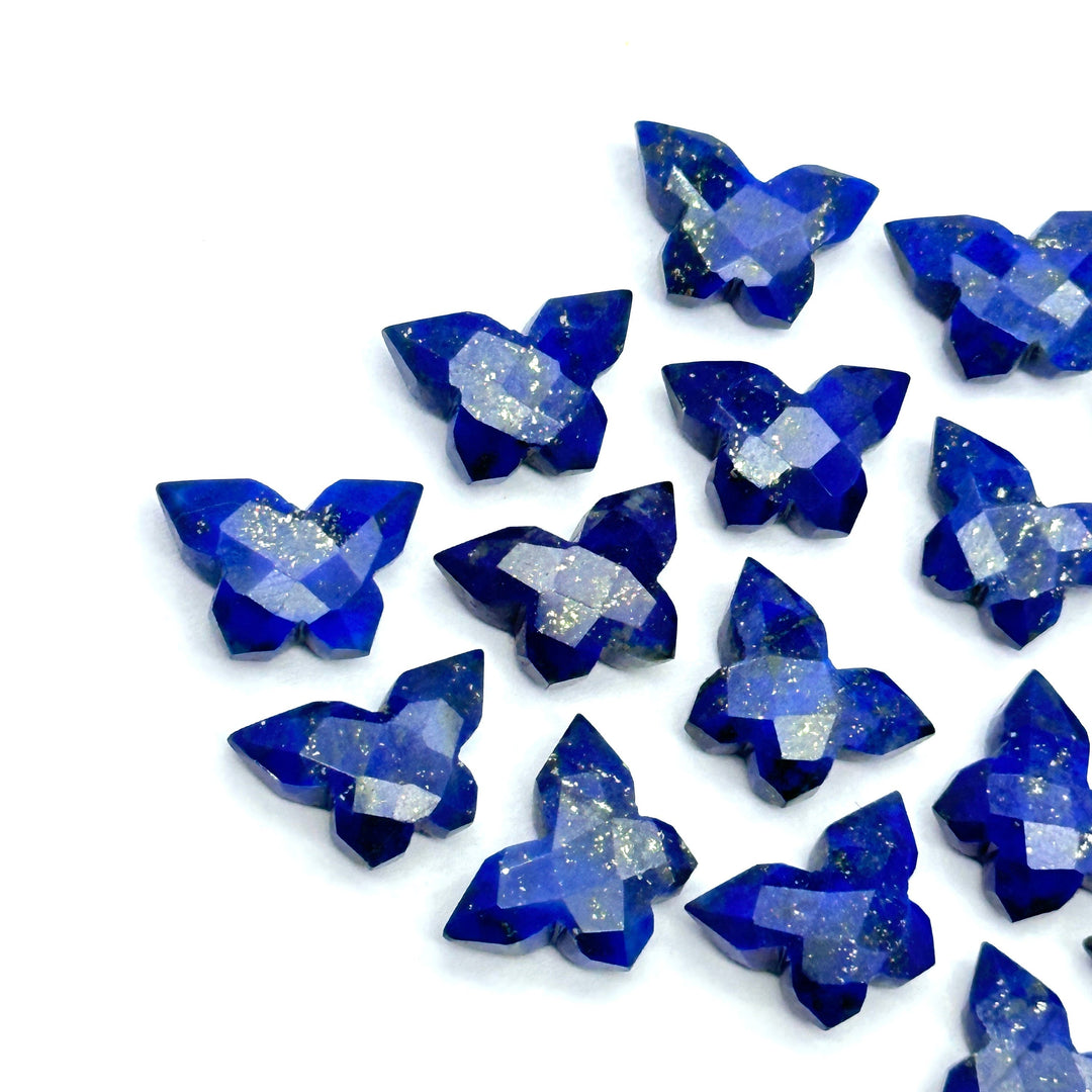 Lapis Lazuli Butterfly Beads: Handmade Faceted Gemstone Charms (14x10 MM)