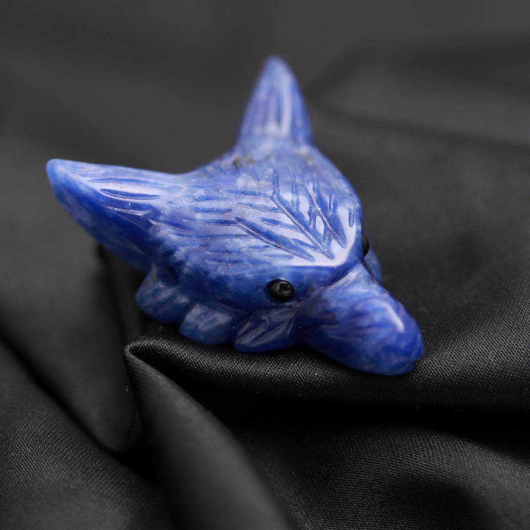 Natural Sodalite Fox Head Carving, Crystal Gifts, Home Decor, Reiki Heal Gemstones, Jewelry Making Pendant Beads, Side Drill