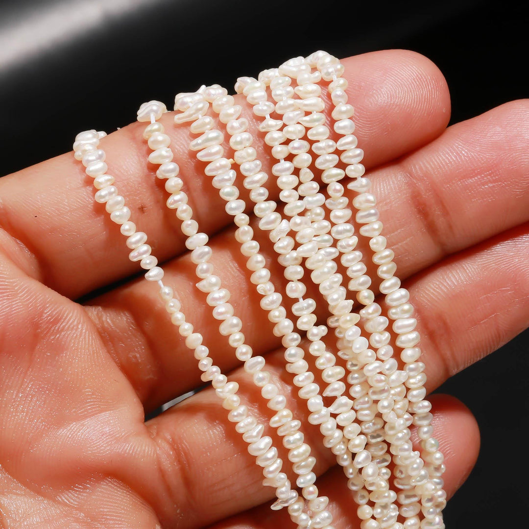 Freshwater Pearl Beads, Uneven Pearl Beads, White Luster Pearl for Jewelry Makings, Wholesale Irregular Pearl, 3-3.5 MM, 5 Inch Strand