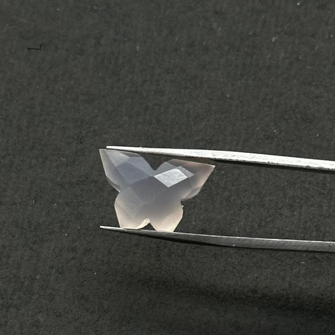 Natural Pink Chalcedony Hand Carved Butterfly , Pink Chalcedony Faceted Butterfly Briolette's, Chalcedony Loose Gemstone Charms Beads 14mm