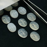 Load image into Gallery viewer, 1,2,3,4,5 Pcs Natural white moonstone oval face Shape Carving, Hand carved fancy shape Gemstone, carved Gemstone jewelry Making,18X14 mm
