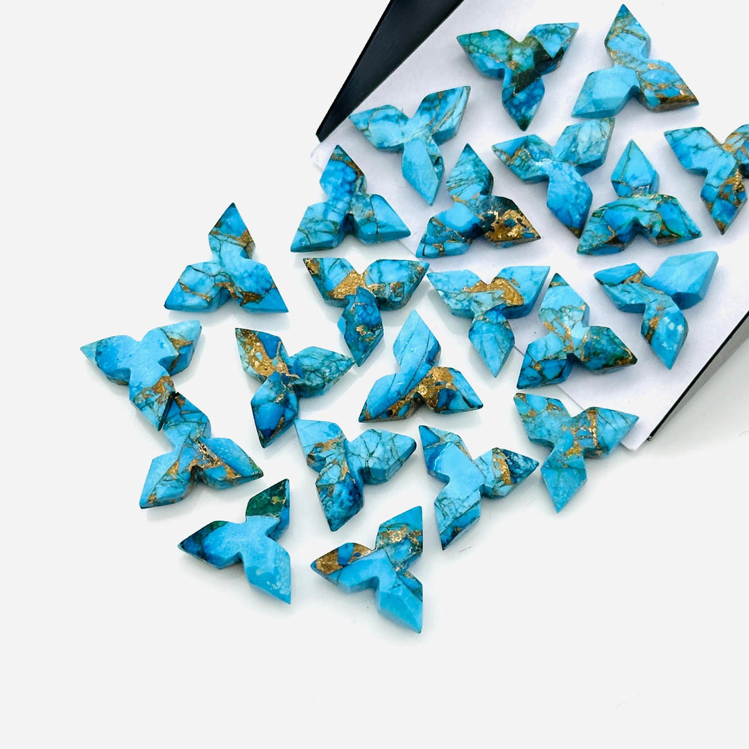Copper Copper Turquoise Star Carving Beads, Fancy Star Shape Gemstone Beads, 12 MM Jewelry Making Star Shape Briolette Beads
