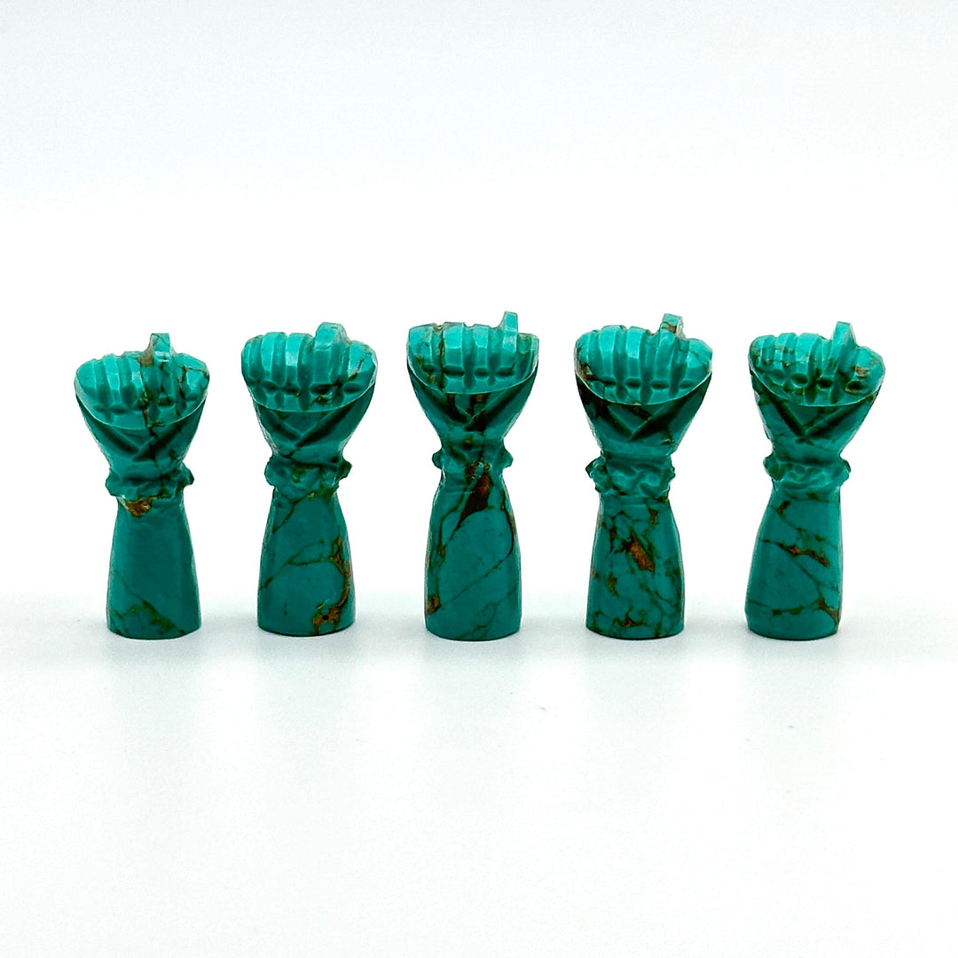 AAA Copper Turquoise Hand Shape Carving, Green Turquoise Punch Shape Stone, 27 MM Loose Hand Fist Charm For Jewelry Making, Hamsa Charms