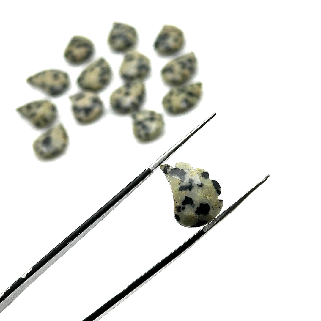 AAA Dalmatian Jasper Leaf Shape Beads, Jasper Leaf Shape Briolette's, Faceted Fancy Carvings for Jewelry, 11X15 MM, Wholesale Gemstones