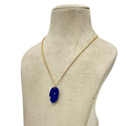 Amazing Lapis Lazuli Hamsa Necklace, Blue Lapis Gemstone Hamsa Necklace For Gift, Reiki Healing Jewelry, Blue Charm Necklace For Her 25 MM